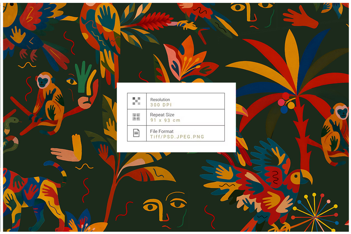 Jungle & Wildlife Abstract Folk Art, a Wallpaper Graphic by Luiz da Rolt Grathwohl (Photo 2 of 10)