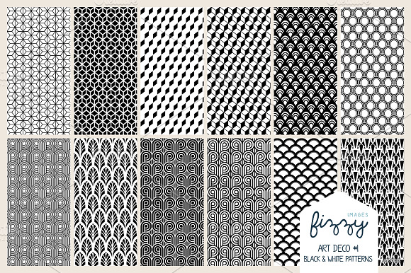 12 x EPS JPG Art Deco Black Patterns preview 3