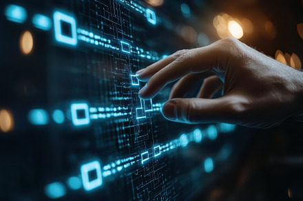 Hand Interacting with Futuristic Dig, a Background Photo by Pixeness