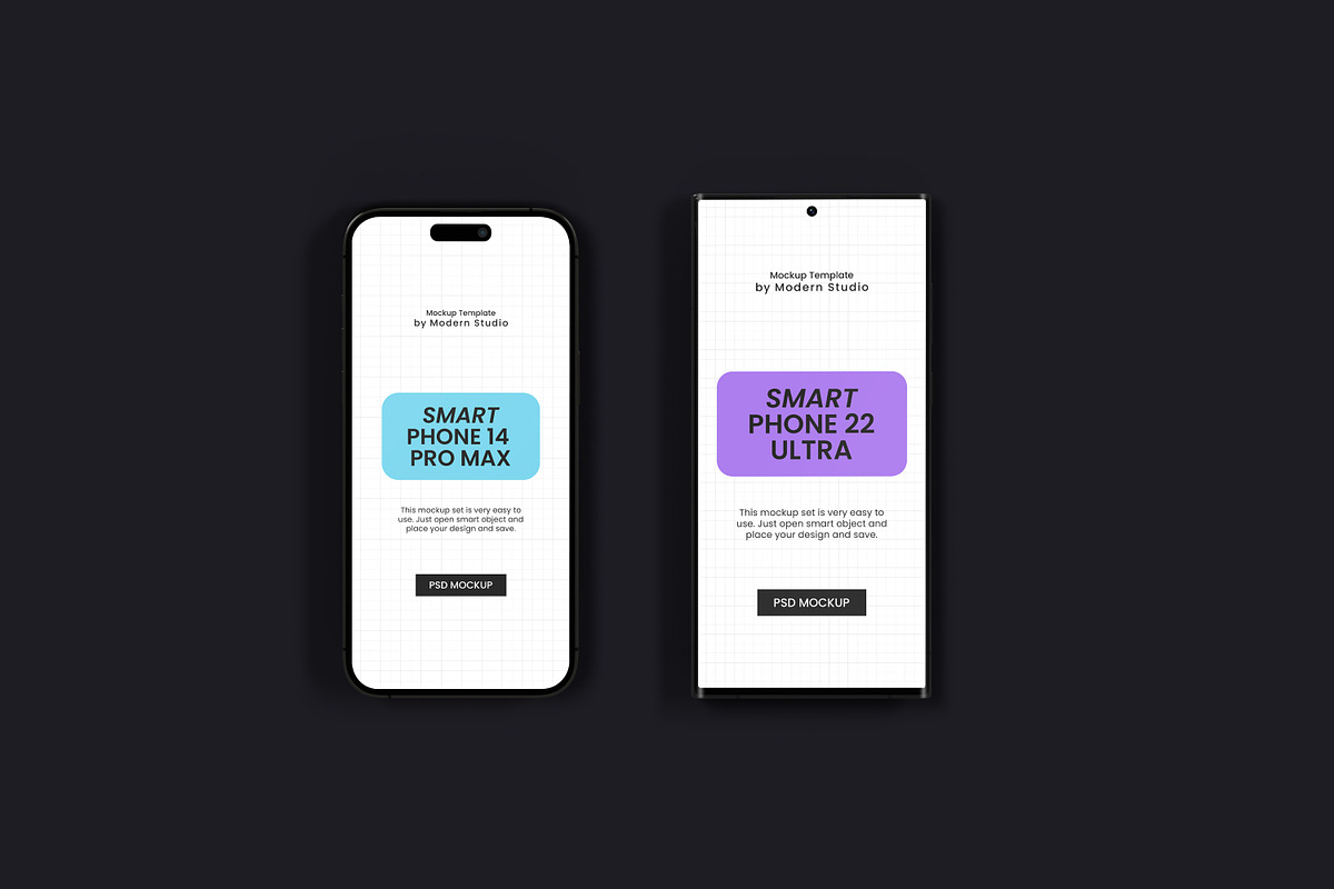 iPhone 14 Pro Max & S22 Ultra Mockup, an iPhone Mockup by Modern Studio (Photo 16 of 20)