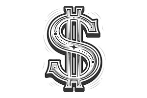 Decorative Dollar Sign Symbol vector, a Finance Illustration by AlexArt