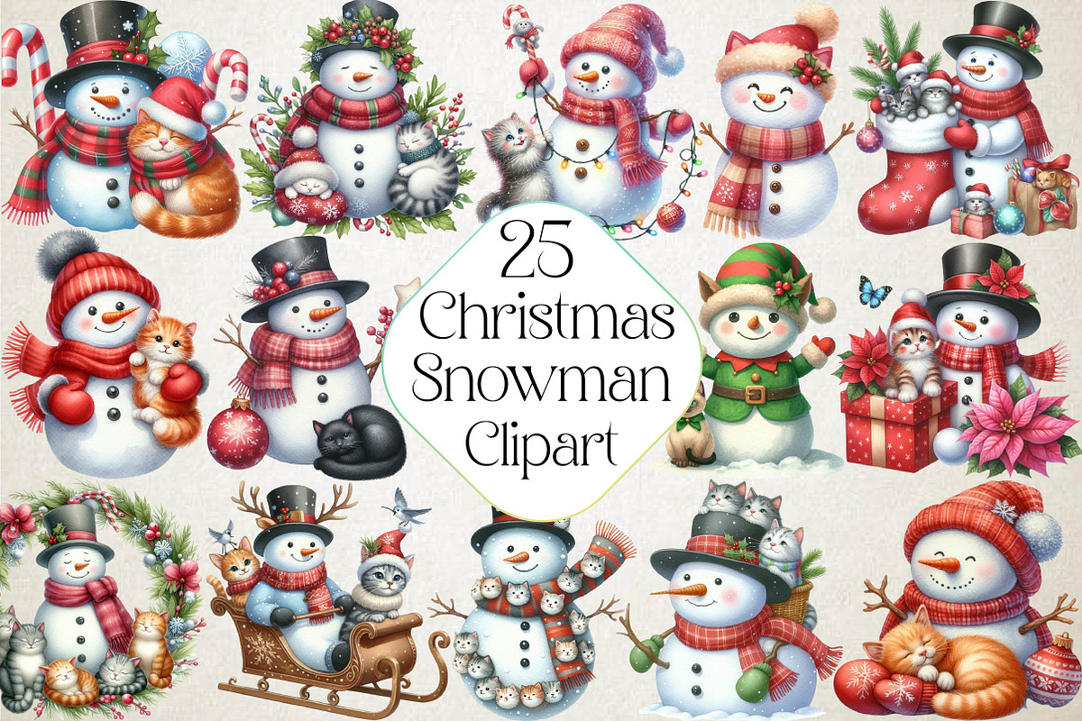 Christmas Snowman with Cats, an Illustration by DreamPrint404 (Photo 1 of 5)