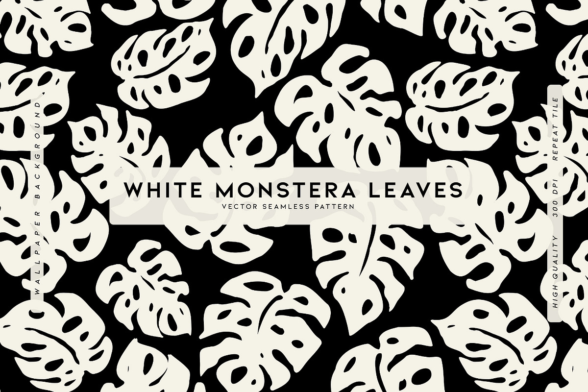 White Monstera Leaves, a Pattern Graphic by MalyskaStudio (Photo 1 of 19)