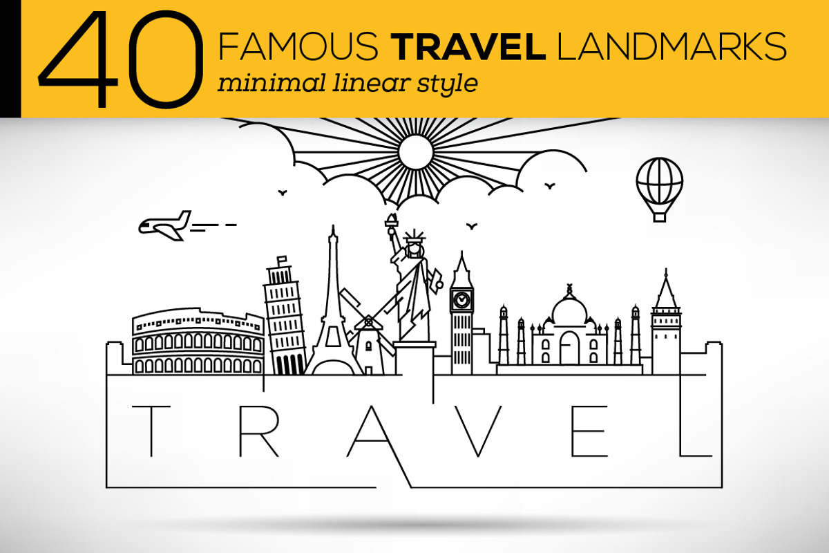 40 World Famous Vector Landmarks, an Outline Icon by Kursat Unsal (Photo 1 of 6)