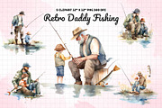 Retro Daddy Fishing Watercolor, an Illustration by Gemstone (Thumbnail 1 of 6)