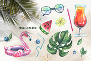 Beach Bar Watercolor Collection, a Pattern Graphic by NATASHA CHU (Thumbnail 2 of 10)