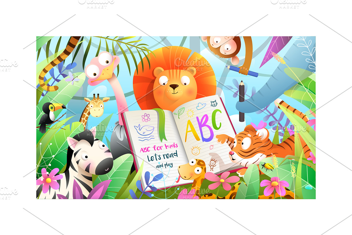 Animal Kids Studying Reading Books, an Animal Illustration by Popmarleo Shop (Photo 4 of 11)