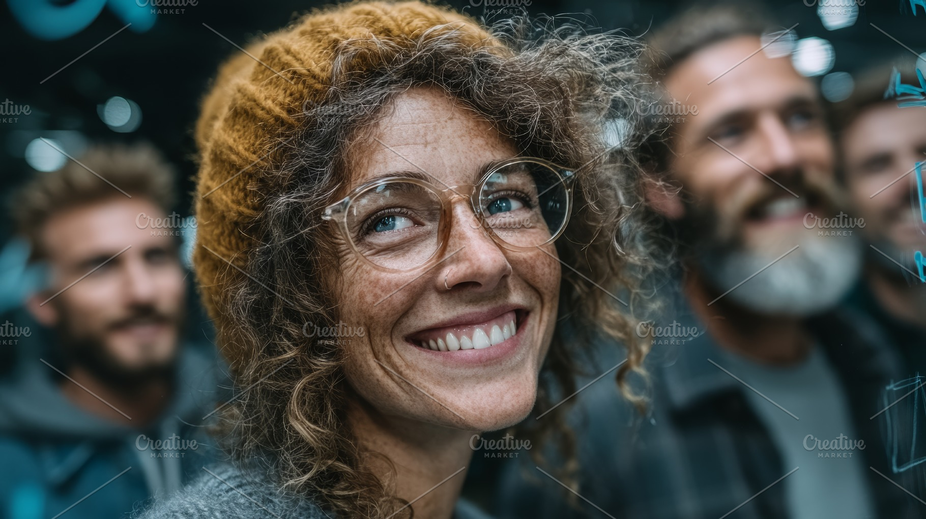 Smiling woman brainstorming with colleagues in a creative and collaborative wor, a Person Photo by AS photostudio
