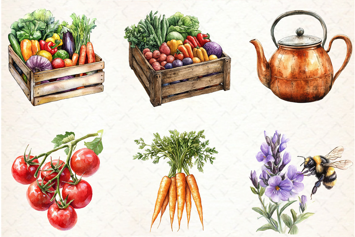 Garden Watercolor Clipart Bundle, an Illustration by Libby Wishes (Photo 5 of 5)
