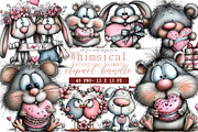 Whimsical Valentine Animals Clipart, an Illustration by DreamArtGraphic (Thumbnail 1 of 4)