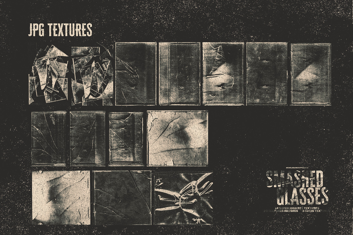 Smashed Glasses Textures + Brushes, a Texture Graphic by nicholasasmita (Photo 3 of 11)