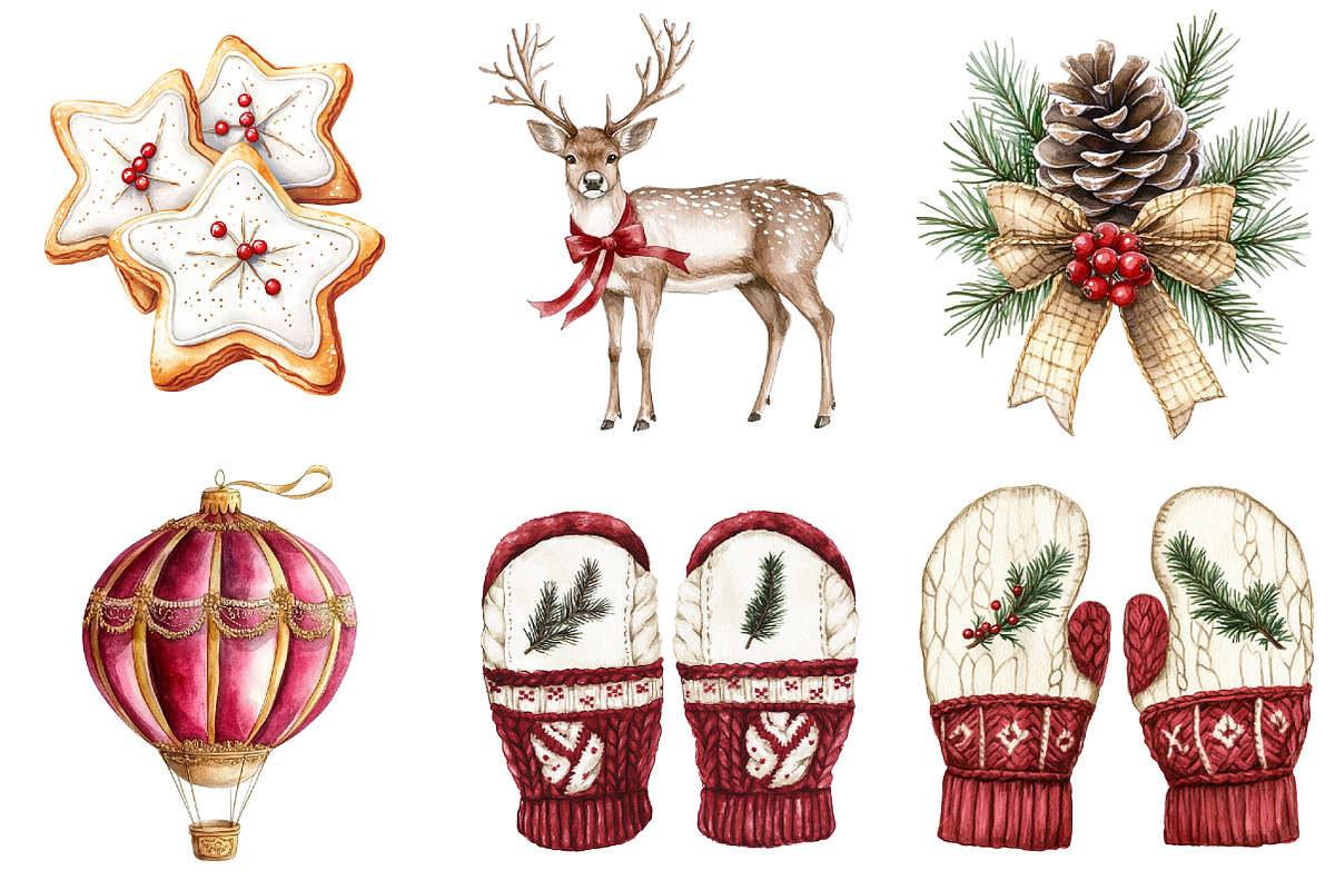 Watercolor Christmas Clipart, a Seasonal Illustration by CitraGraphics (Photo 6 of 8)