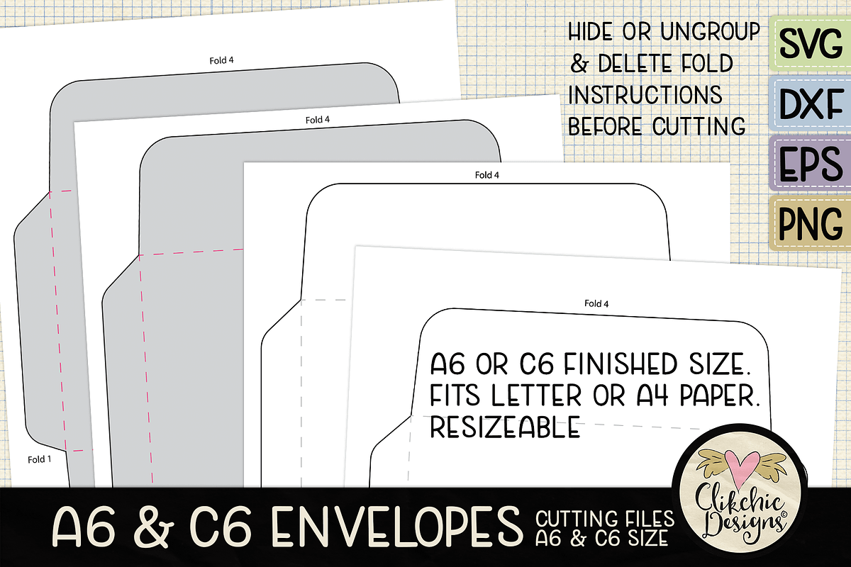 A6 & C6 Envelope SVG Cutting Files, an Invitation Template by Clikchic ...