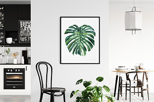 Tropical Green Plants Watercolor