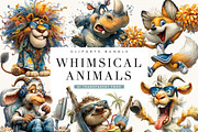 Whimsical Animals Clipart Bundle, an Animal Illustration by BusyDaydesign (Thumbnail 1 of 9)