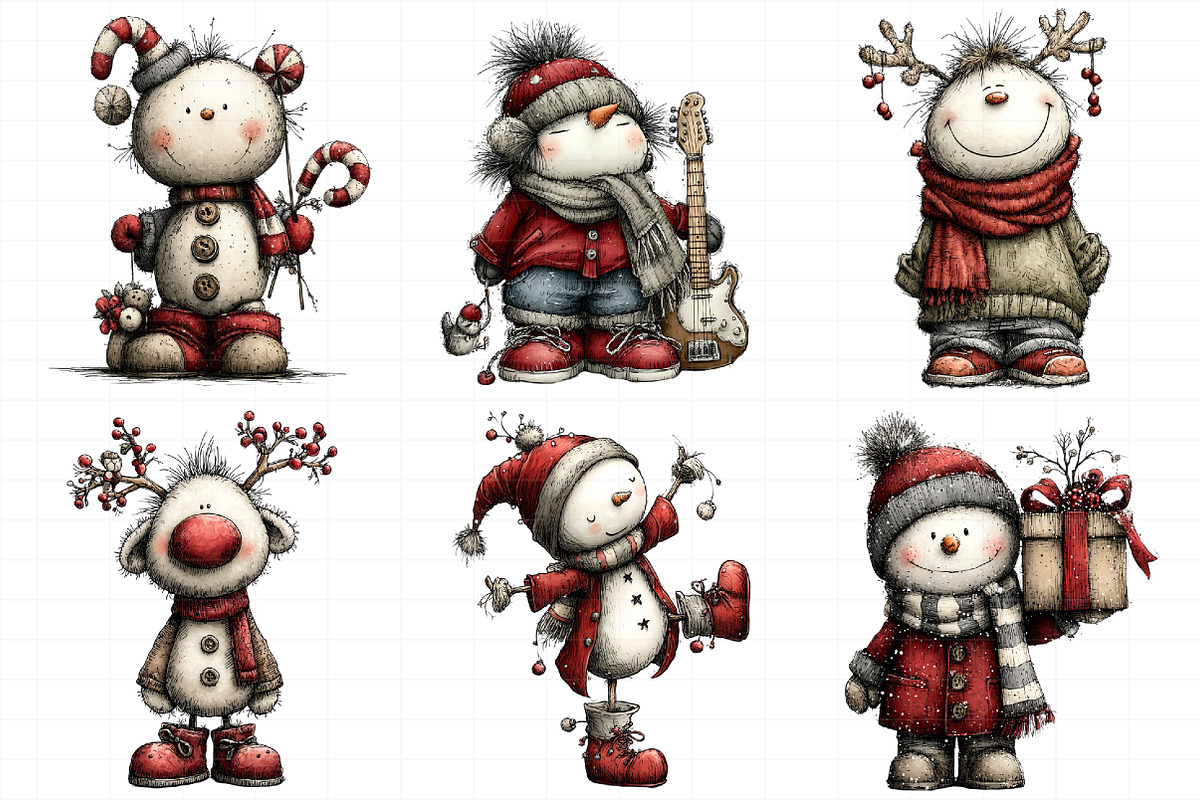 Whimsical Snowman Christmas Clipart, an Illustration by Daily.Designs (Photo 5 of 5)