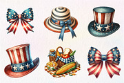 Watercolor Retro 4th of July Clipart, an Illustration by CreationArt (Thumbnail 9 of 9)