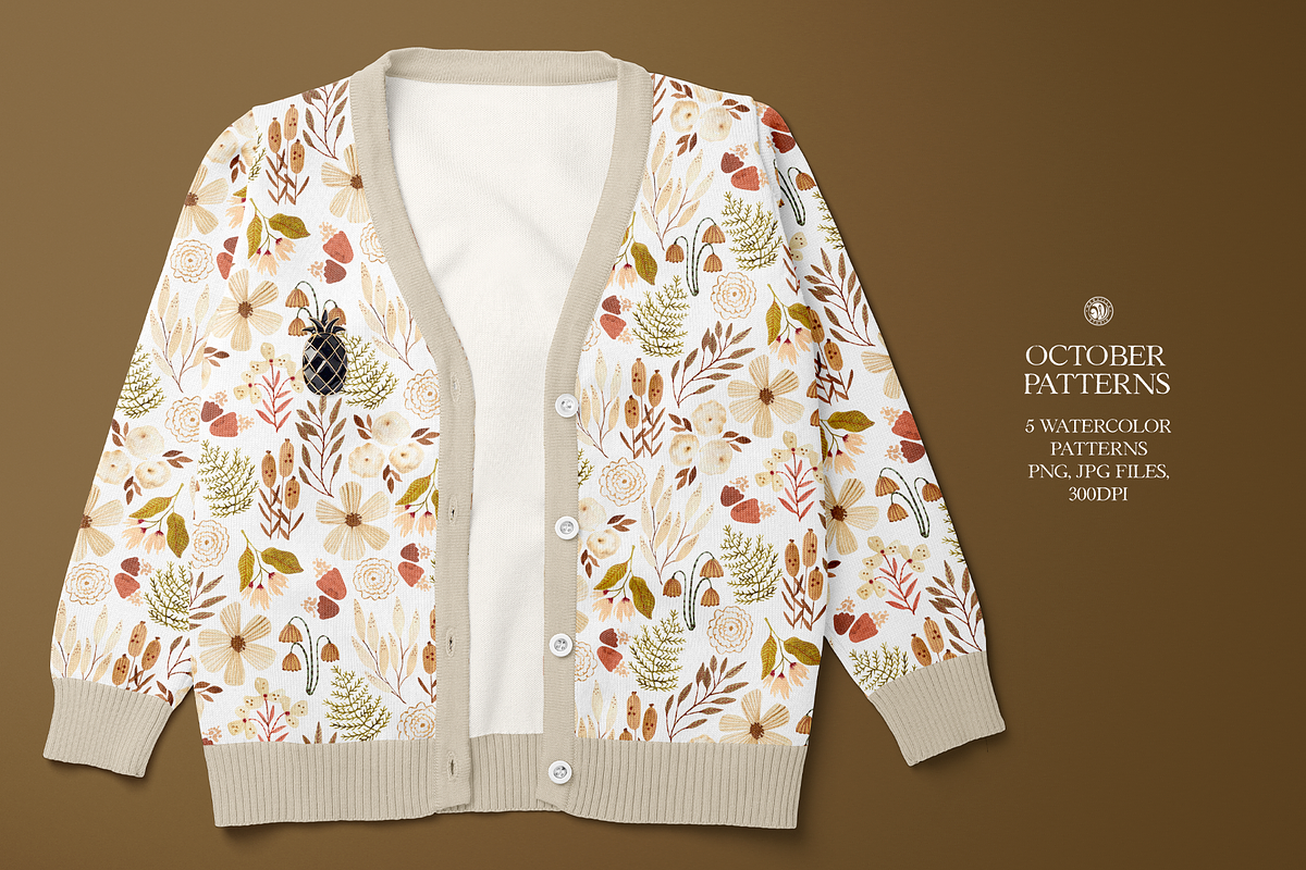 October Watercolor Patterns Set, a Pattern Graphic by Webvilla Studio (Photo 4 of 10)