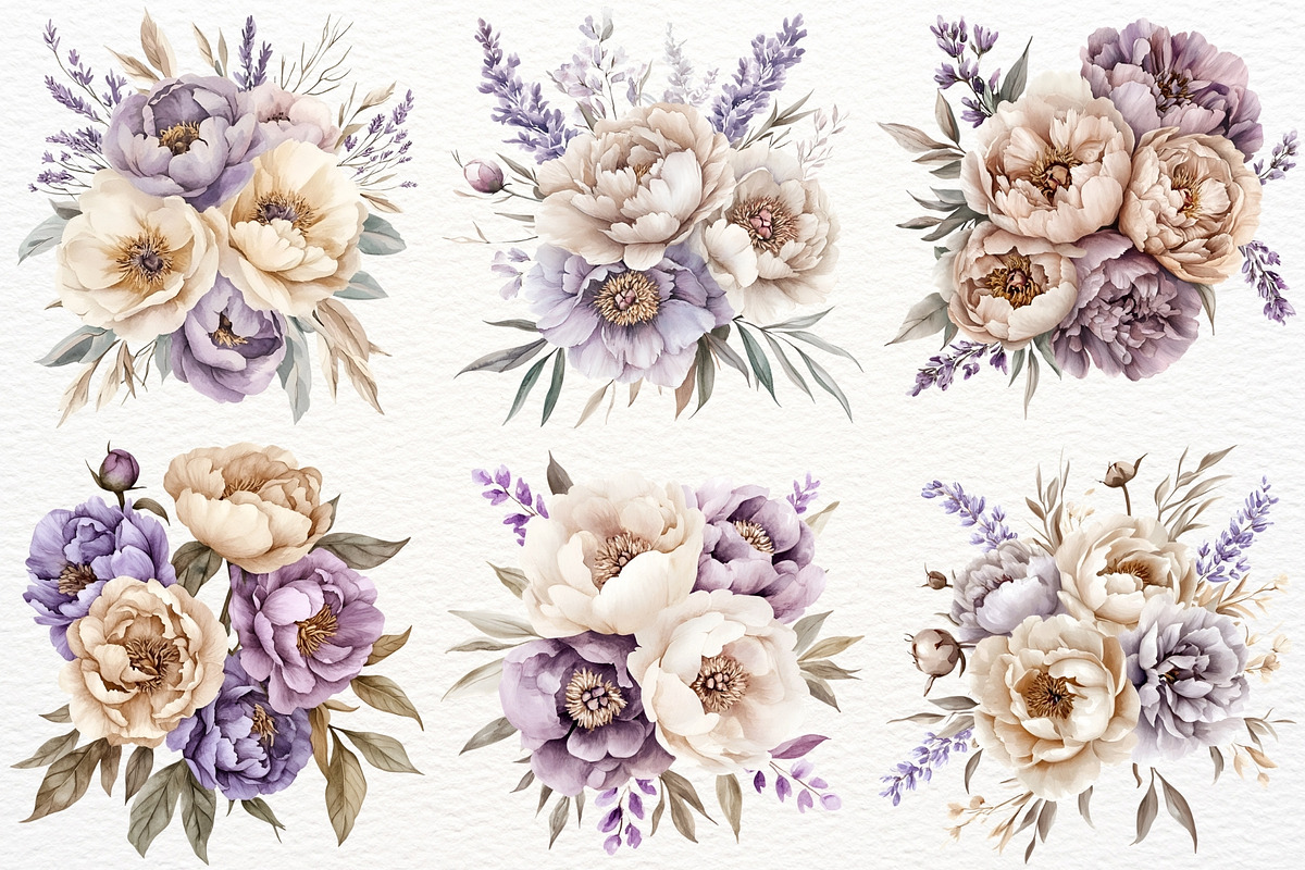 Peony Bouquet Floral Arrangement PNG, a Decorative Illustration by SugarCloudStudioArt (Photo 3 of 8)