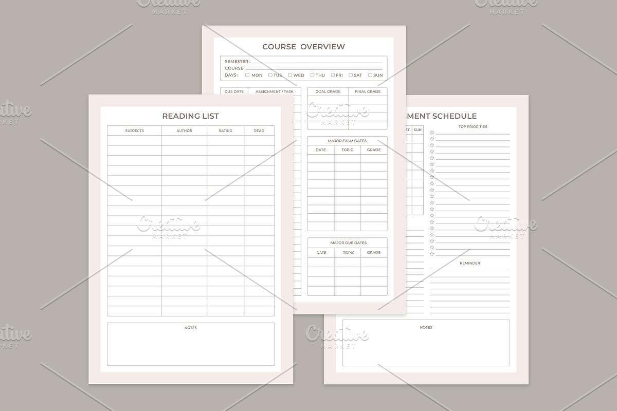 Study Planning Pages Set V-01, a Stationery Template by shahsoft (Photo 3 of 3)