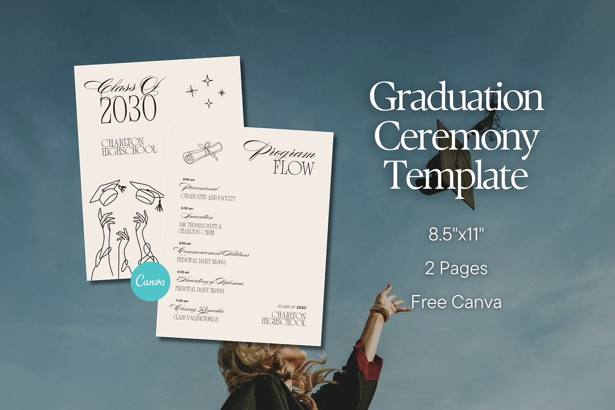 Graduation Ceremony Program Template, a Stationery Template by Anna ...