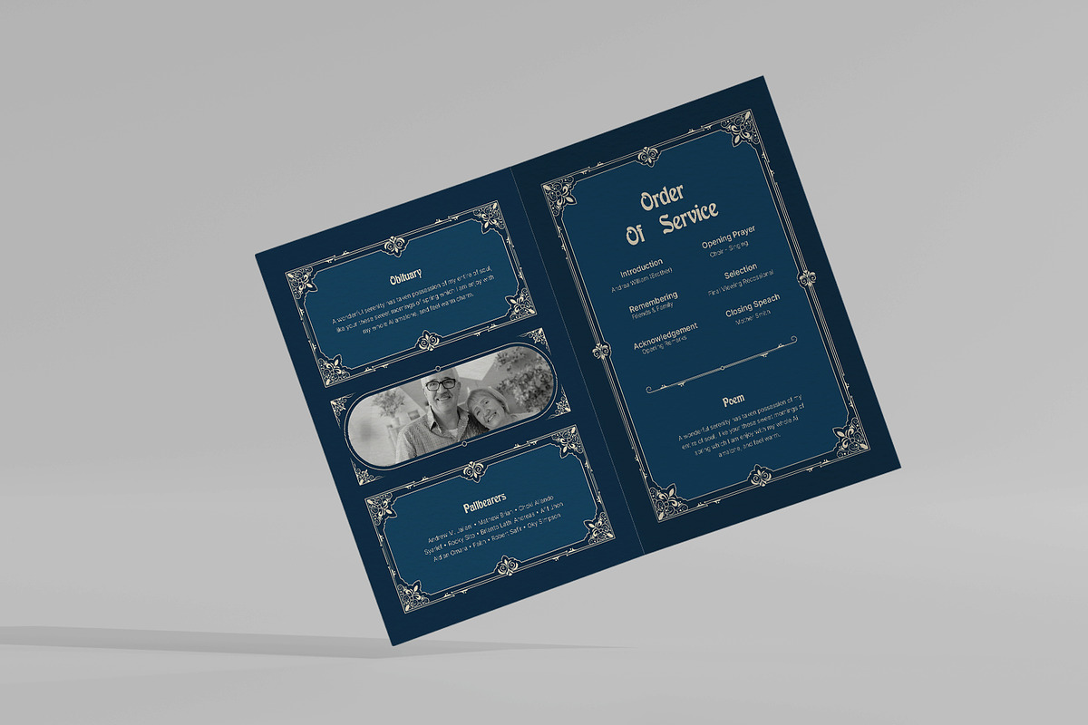 Navy Classic Funeral Program, a Brochure Template by Neermana (Photo 2 of 4)