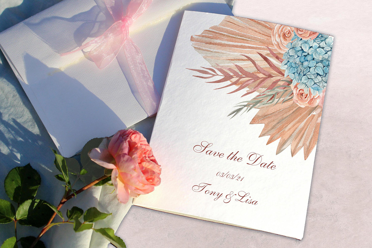 Blue Hydrangea & Blush Rose Wedding, a Decorative Illustration by Catch the Dream Art (Photo 13 of 14)