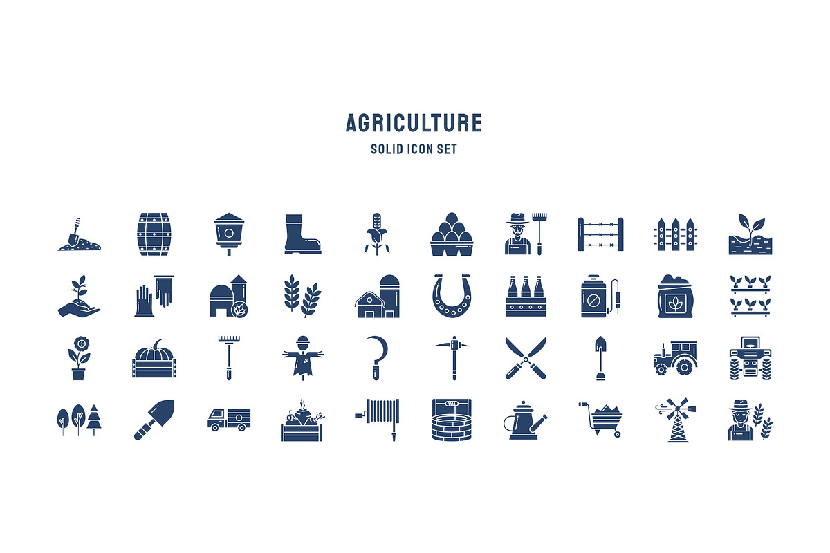 Farming and agriculture icon set, a Solid Icon by Icongeek26