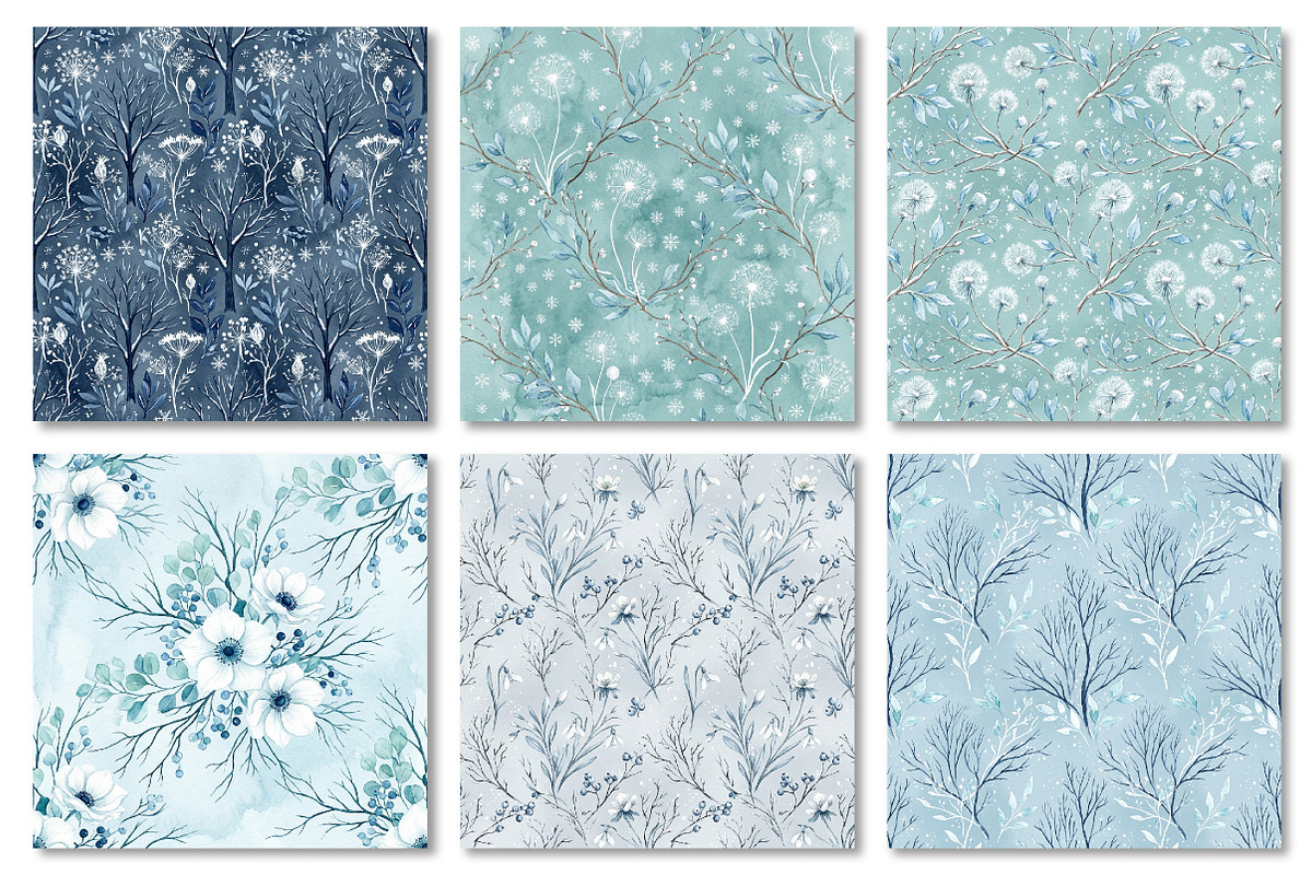 Winter Frost Garden Seamless Pattern, a Texture Graphic by Dream Creation (Photo 4 of 7)