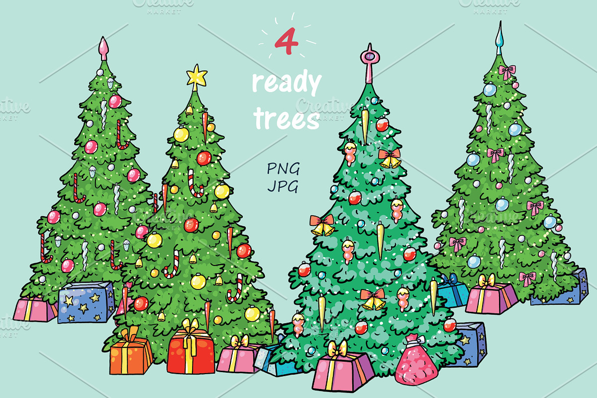Xmas Cats: clip-art, patterns, cards, an Illustration by Zooza Art (Photo 4 of 11)