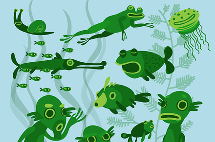 Swamp monster family in vector