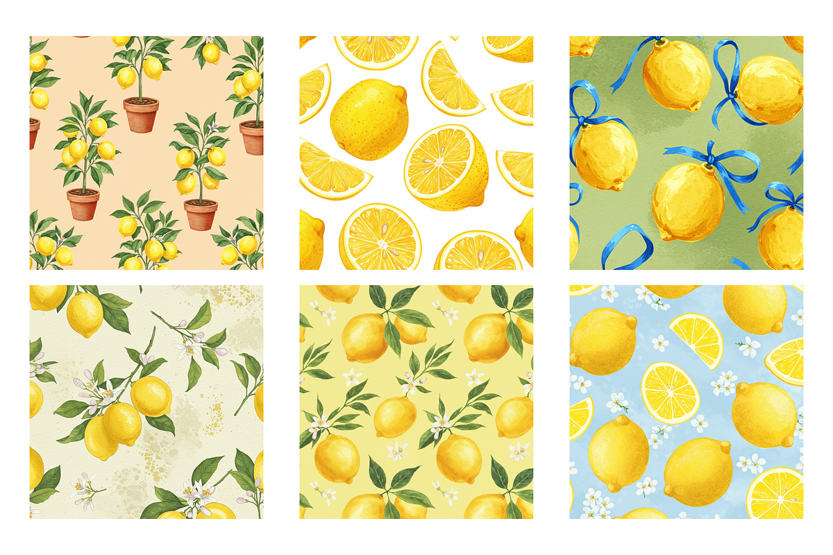 Lemon Fruit Seamless Pattern Designs, a Texture Illustration by BerryPieArt (Photo 2 of 3)