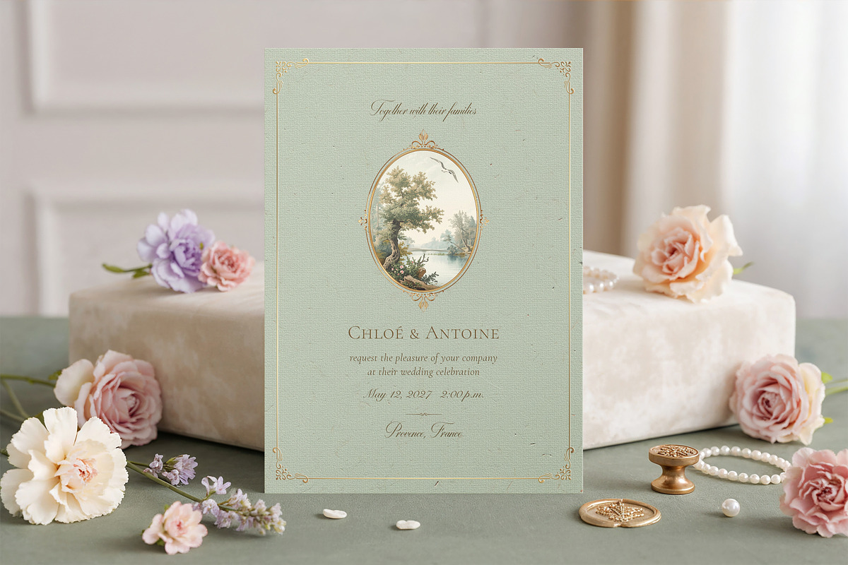 Muted Sage Green Wedding Invitation, an Invitation Template by by creative paper (Photo 4 of 5)