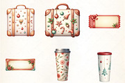 Christmas Travel Watercolour Clipart, an Illustration by CrexoraLab (Thumbnail 2 of 5)