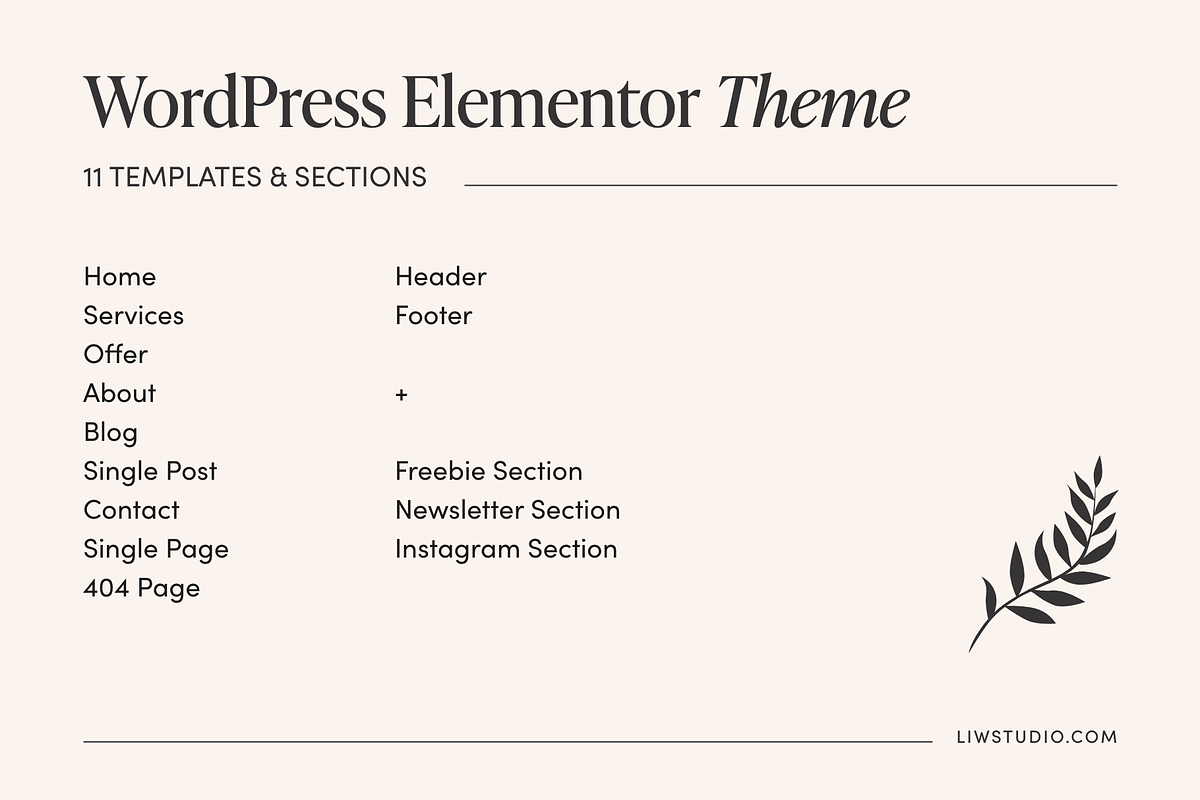 Feminine WordPress Theme Elementor, a WordPress Template by Liw studio (Photo 3 of 8)