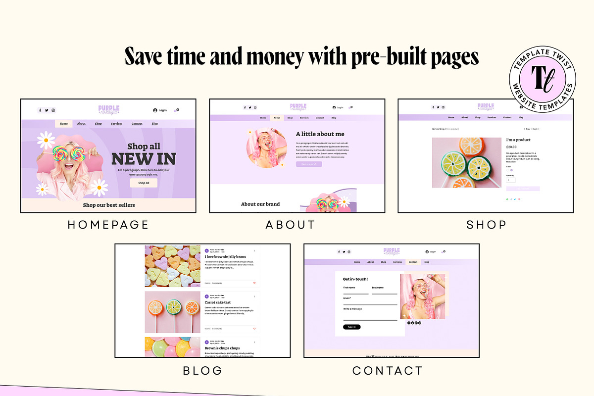 Purple Wix Store Template Bundle, a Wix Template by Template Twist Shop (Photo 7 of 10)