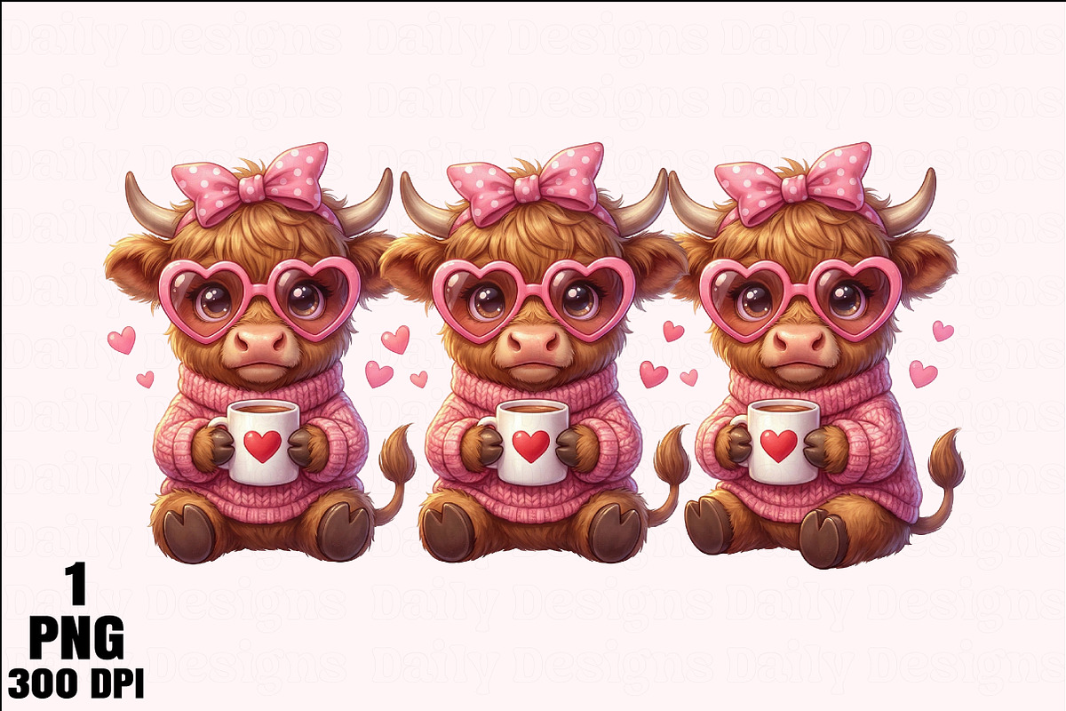 Valentine’s Day Highland Cow Coffee, an Illustration by Daily.Designs (Photo 1 of 5)