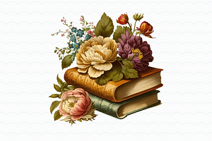 Vintage Flower Book Watercolor