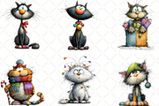 Christmas Cat Clipart, an Illustration by Black Bird Studio (Thumbnail 5 of 6)