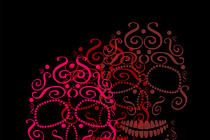 Skull Vector Ornament Pink