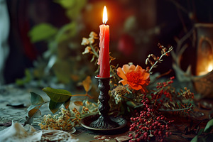 Moody Red Candle & Decor, an Arts & Entertainment Photo by k.tay