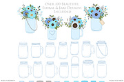Blue and Gray Mason Jar Clipart, an Illustration by Avenie Digital (Thumbnail 2 of 2)
