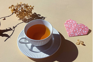 Cup of tea in white ceramic cup with, a Photo by tilialucida