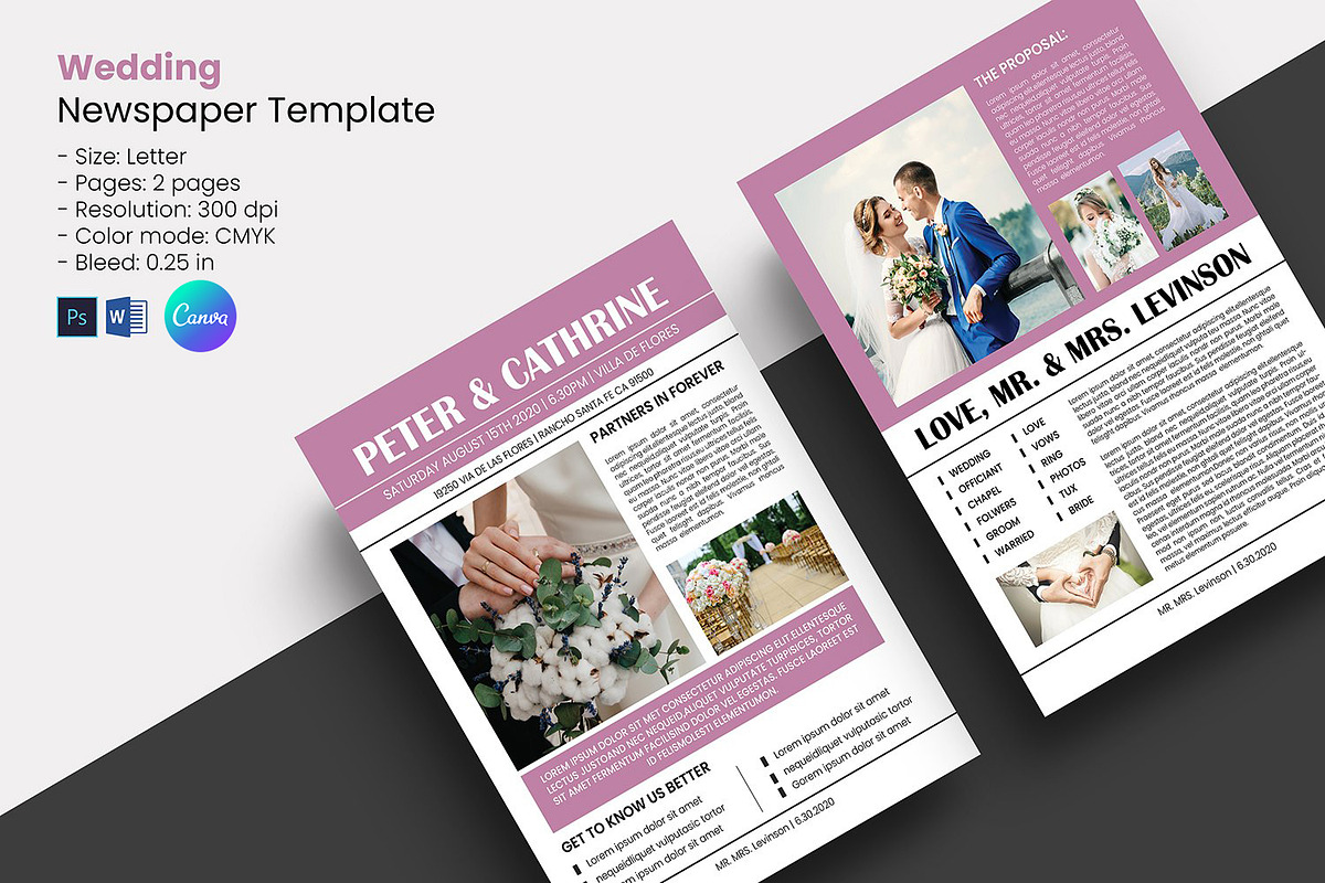 Wedding Newspaper Template V1357, a Flyer Template by Template Shop (Photo 1 of 3)