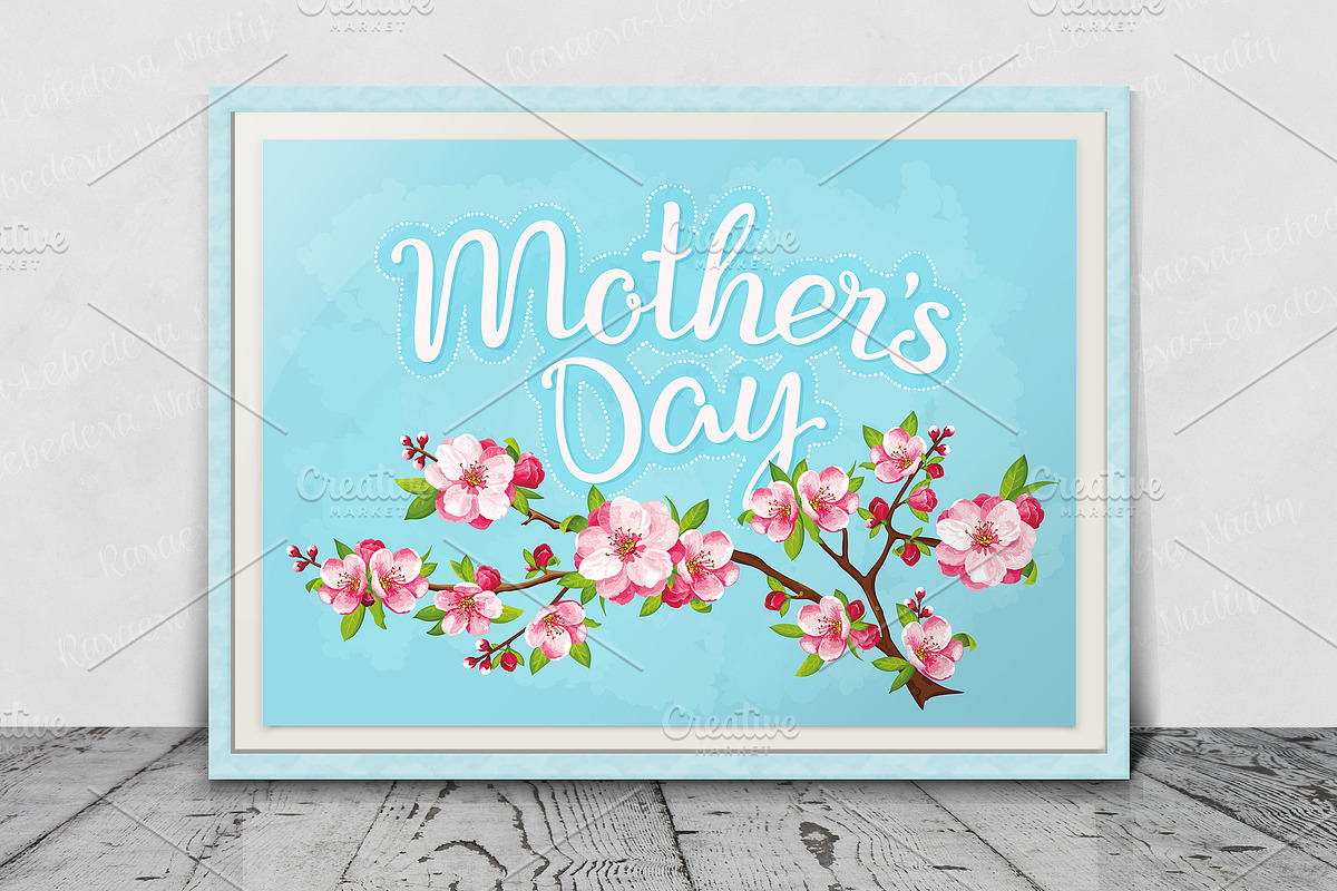 SET / 4 / Designs for Mother's Day, a Decorative Illustration by Nadin_Lebedeva (Photo 2 of 7)