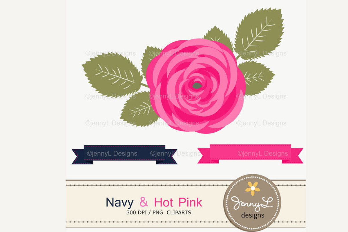 Navy & Hot Pink Digital Paper, a Pattern Graphic by JennyL Designs (Photo 2 of 3)
