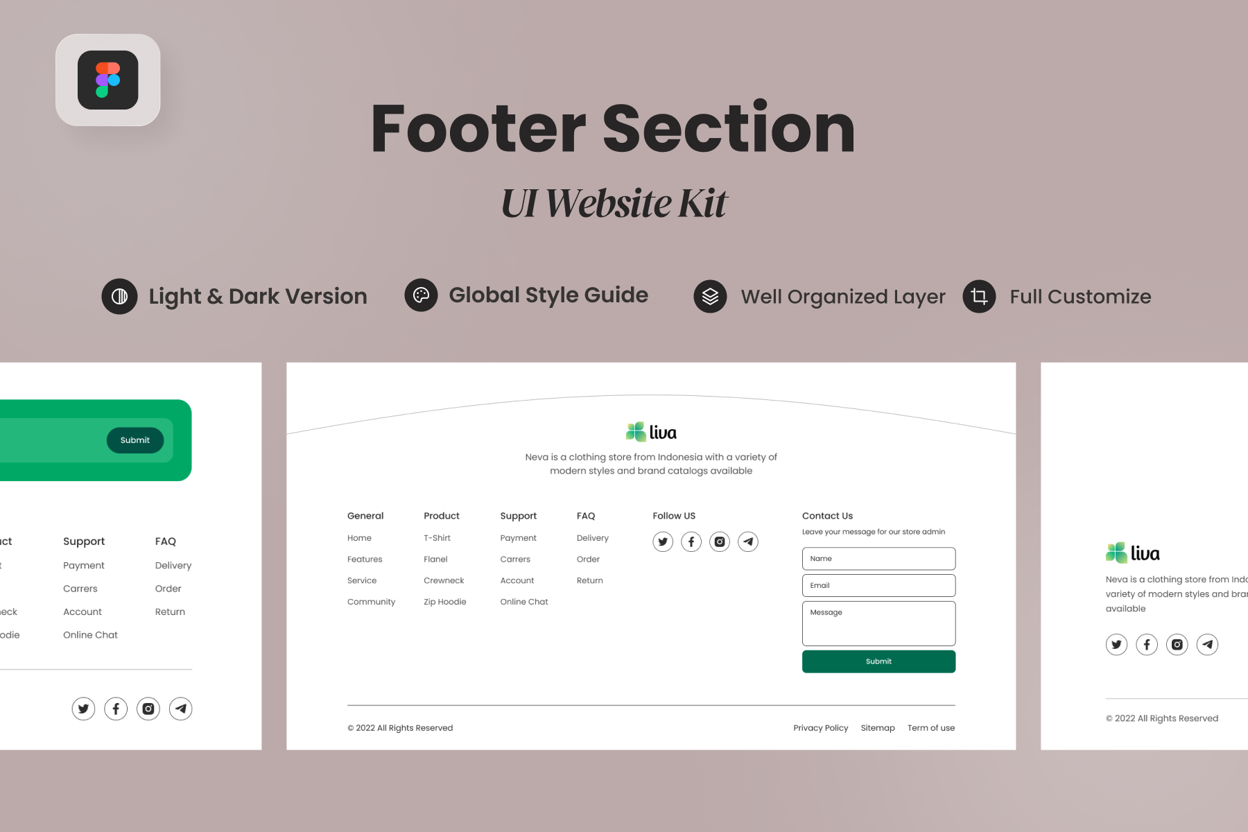 Liva - Footer Section Website by Slab! Design | Creative Market