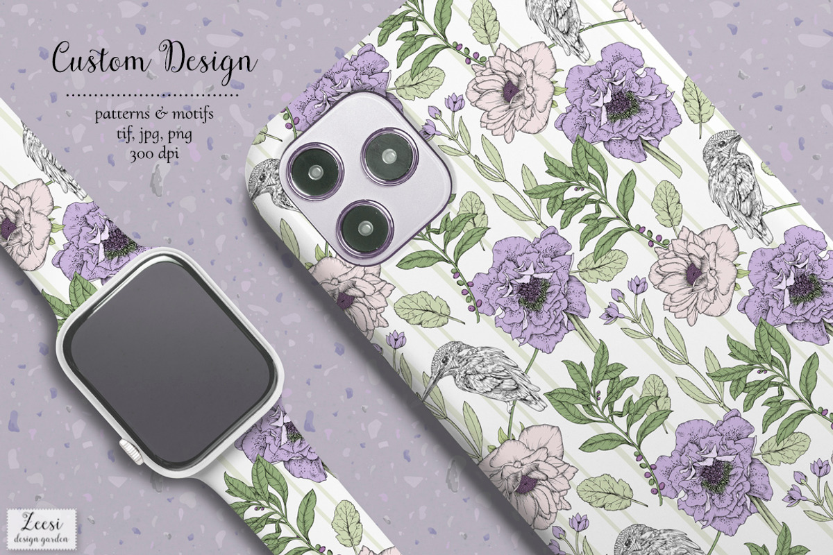 Periwinkle Inked Patterns & Motifs, a Pattern Graphic by Zeesi Design Garden (Photo 8 of 9)