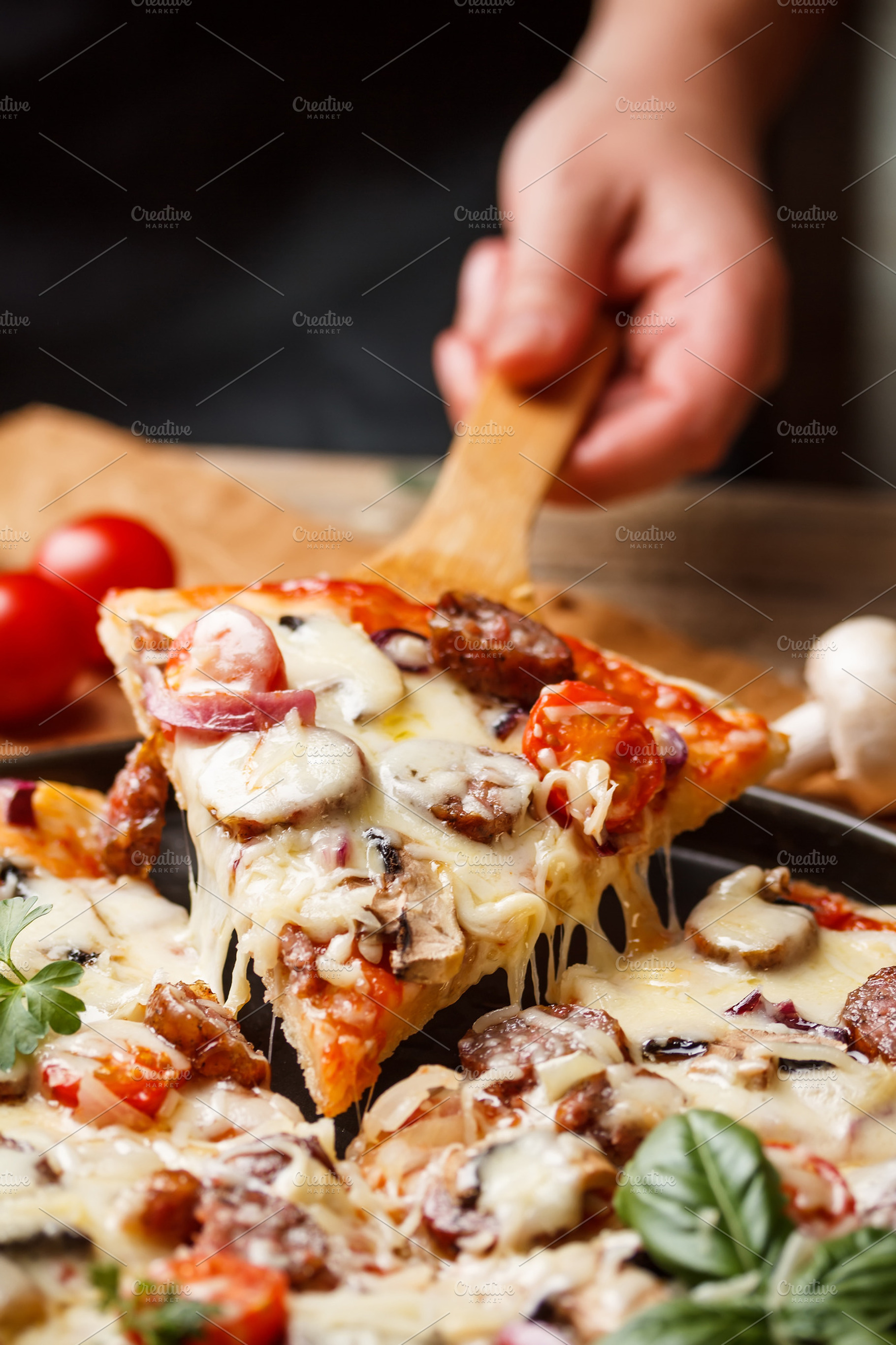 Homemade Pizza Featuring Pizza Sausage And Slice