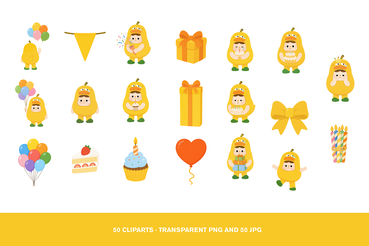 50 Kawaii Birthday Duck Clipart, a Seasonal Illustration by Luxe (Photo 2 of 4)